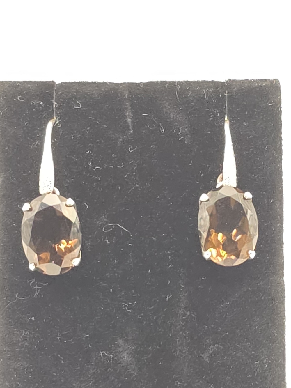Elegant Brown Oval Crystal Drop Earrings - Women Jewelry